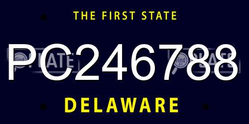 PC246788 Delaware License Plate