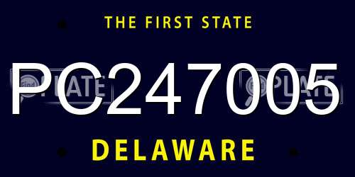 PC247005 Delaware License Plate