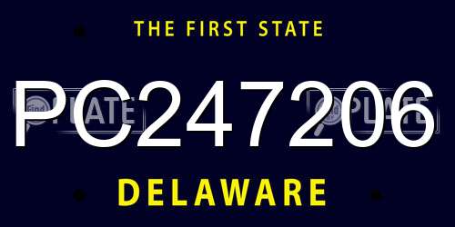 PC247206 Delaware License Plate