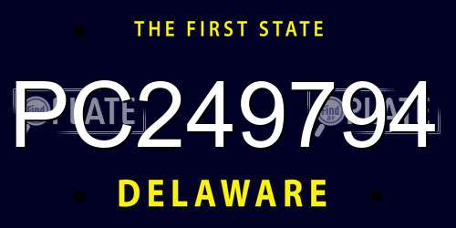 PC249794 Delaware License Plate