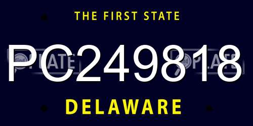 PC249818 Delaware License Plate