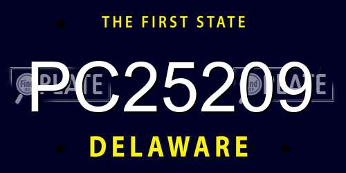 PC25209 Delaware License Plate