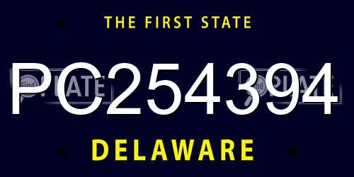 PC254394 Delaware License Plate