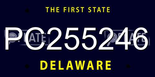 PC255246 Delaware License Plate