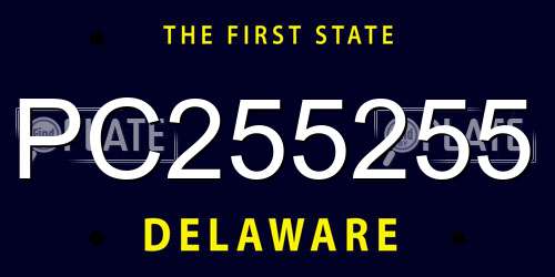 PC255255 Delaware License Plate