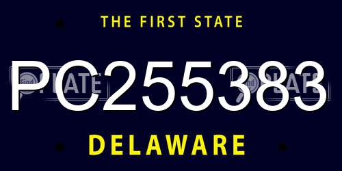 PC255383 Delaware License Plate
