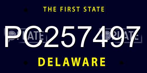 PC257497 Delaware License Plate