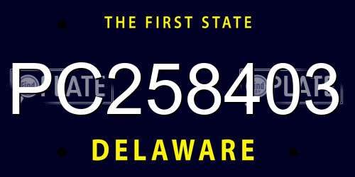 PC258403 Delaware License Plate