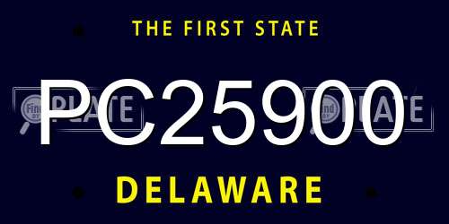 PC25900 Delaware License Plate
