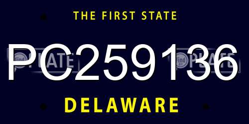 PC259136 Delaware License Plate