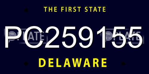 PC259155 Delaware License Plate