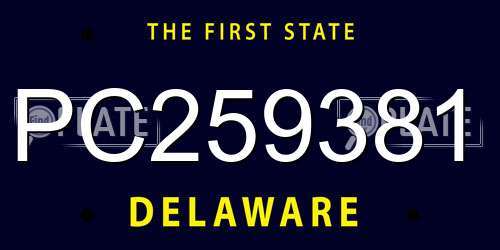 PC259381 Delaware License Plate
