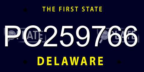 PC259766 Delaware License Plate