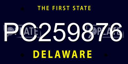 PC259876 Delaware License Plate