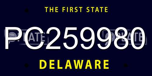 PC259980 Delaware License Plate