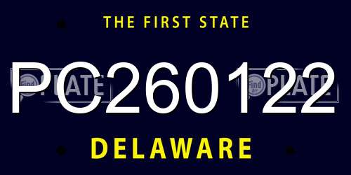 PC260122 Delaware License Plate