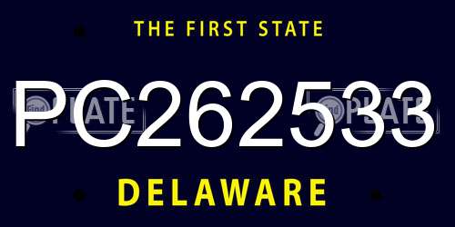 PC262533 Delaware License Plate