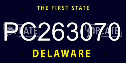 PC263070 Delaware License Plate