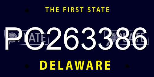 PC263386 Delaware License Plate