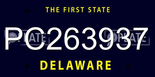 PC263937 Delaware License Plate