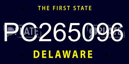 PC265096 Delaware License Plate