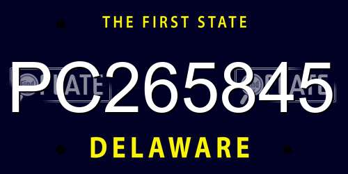 PC265845 Delaware License Plate