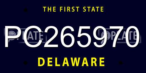 PC265970 Delaware License Plate