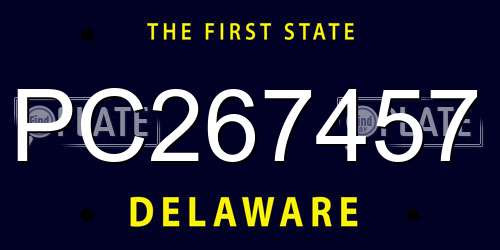 PC267457 Delaware License Plate