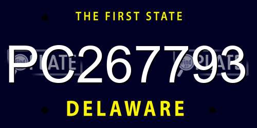 PC267793 Delaware License Plate