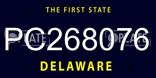 PC268076 Delaware License Plate