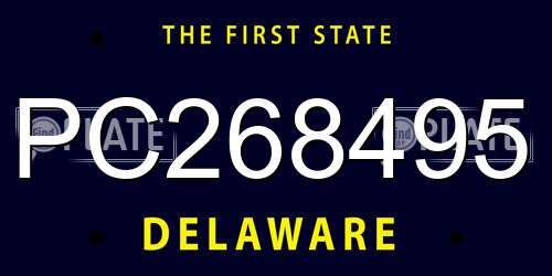 PC268495 Delaware License Plate