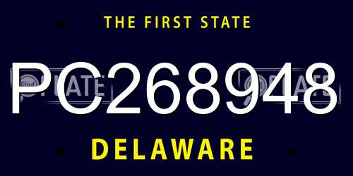 PC268948 Delaware License Plate