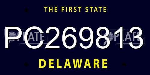 PC269813 Delaware License Plate