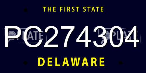 PC274304 Delaware License Plate