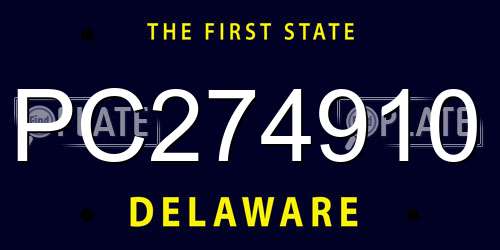 PC274910 Delaware License Plate