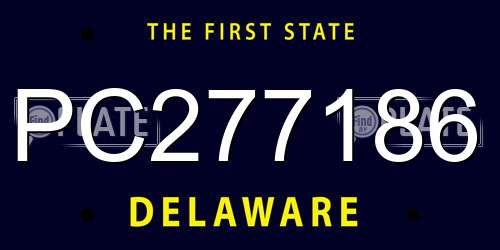PC277186 Delaware License Plate