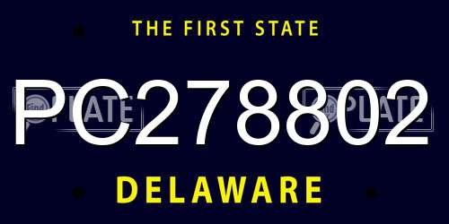 PC278802 Delaware License Plate