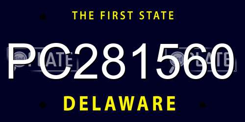 PC281560 Delaware License Plate