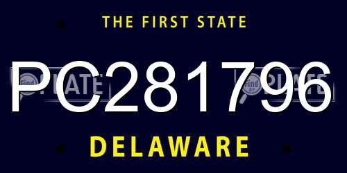 PC281796 Delaware License Plate