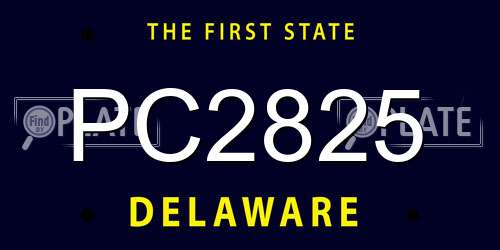 PC2825 Delaware License Plate