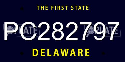 PC282797 Delaware License Plate