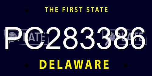 PC283386 Delaware License Plate