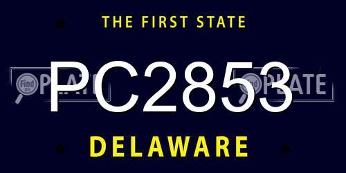 PC2853 Delaware License Plate