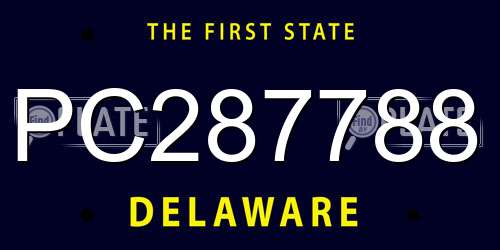 PC287788 Delaware License Plate