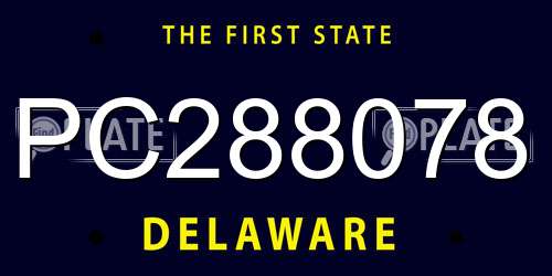PC288078 Delaware License Plate