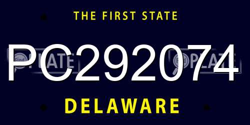 PC292074 Delaware License Plate