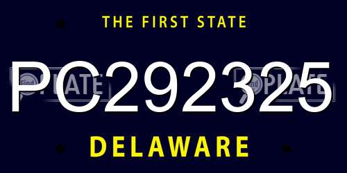 PC292325 Delaware License Plate