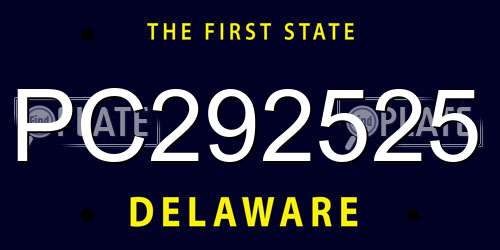 PC292525 Delaware License Plate