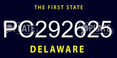 PC292625 Delaware License Plate