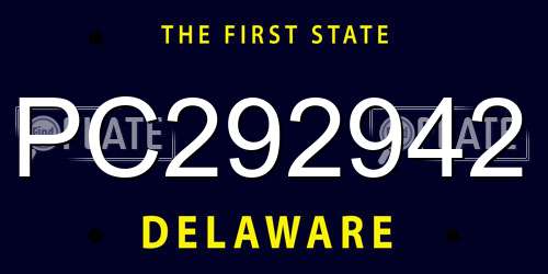 PC292942 Delaware License Plate